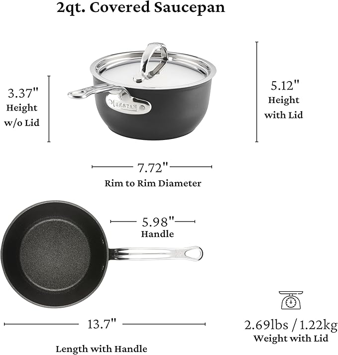Hestan TITUM Fusion 10-Piece Nonstick Cookware Set Double Impact Stainless Steel Base &amp Aluminum Body Induction Compatible Made without PFOAs