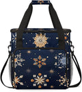 Christmas Snowflakes Coffee Maker Carrying Bag Oil Painting Snowflakes Travel Storage Bag Compatible with K-Mini or K-Mini Plus Single Serve Coffee Brewer Carrying Case with Pockets &amp Shoulder S