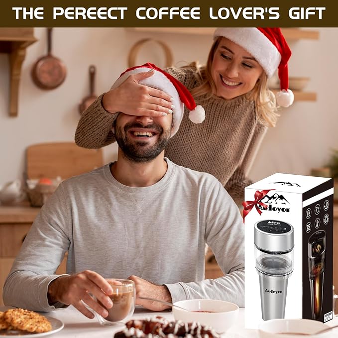 French Press Coffee Maker Cold Brew 2-6 Min Rapid Electric Coffee Press Portable Iced Tea Maker with Ultra-Fine Stainless Filter Loose Tea Press for Camping Travel Office &amp RV 16oz Cup