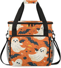 Spooky Ghosts Coffee Maker Carrying Bag Glitter Ghosts Travel Storage Bag Compatible with K-Mini or K-Mini Plus Single Serve Coffee Brewer Carrying Case with Multiple Pockets &amp Shoulder Strap