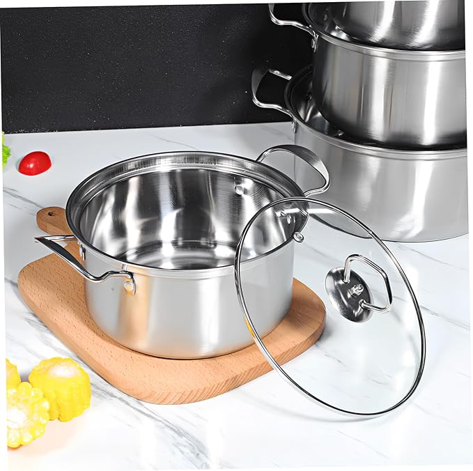 5sets Stainless Steel Soup Pot Set Pot Lid Induction Cookware Set for Soup Stew Porridge Canning
