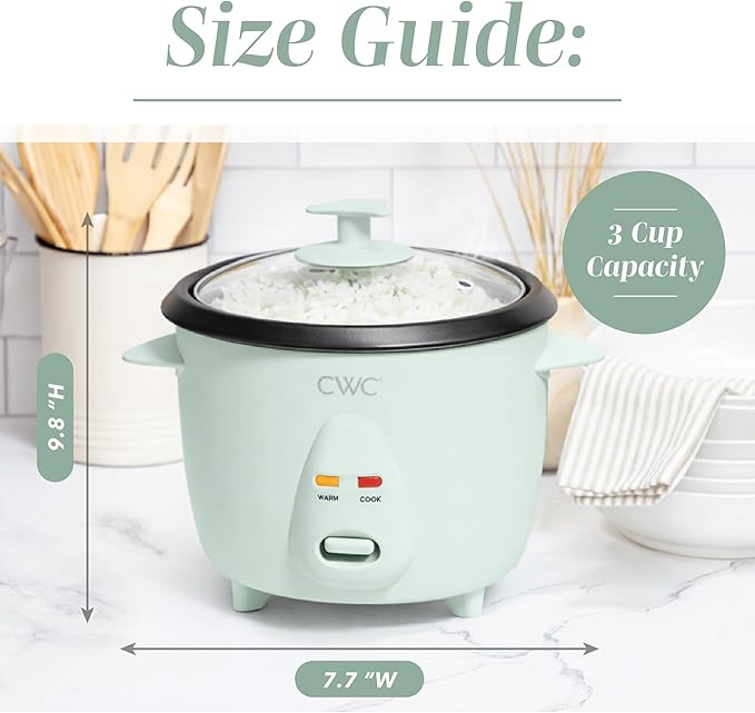 COOK WITH COLOR 6 Cup Rice Cooker 300W - Effortless Cooking and Perfectly Cooks 3 Cups of Raw Rice for 6 Cups of Cooked Rice Sage