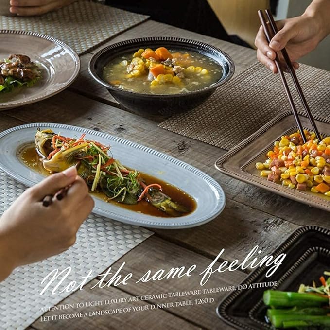 Porcelain Dinnerware Sets Plates and Bowls Sets Porcelain Dinnerware Set 36-Piece Creativity Reactive Glaze Stoneware Dinner Sets - Ceramic