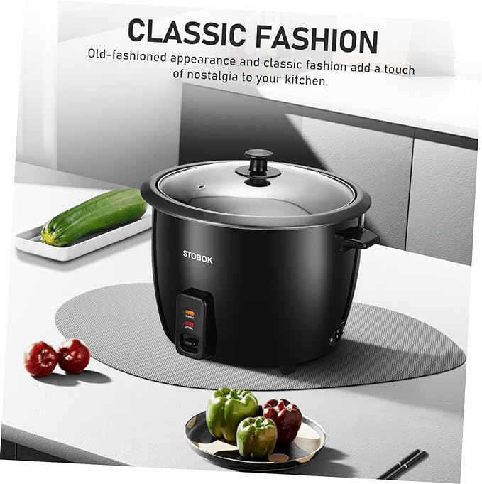 NUOBESTY Electric Rice Cooker Portable Cooking Pot with Clear Lid Multi-functional Stew and Soup Maker for Household and Camping Efficient Kitchen Appliance with US Plug