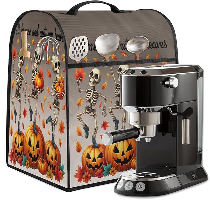 cfpolar Kitchen Aid Mixer Cover Compatible with 6-8 Quarts Fall Skeleton Pumpkin Stand Mixer Cover Kitchen Aid Mixers Accessories Appliance Organizer Bag Dust Covers with Zipper Pocket