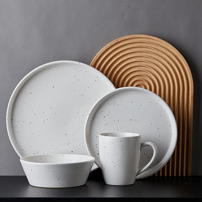 Stone lain Jade Stoneware Dinnerware Set 32-Piece Service for 8 White
