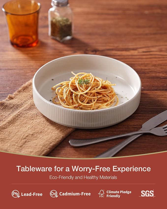 Famiware Star Dinnerware Set with Plates and Bowls Service for 6 (24-Piece) Stoneware Kitchen Dishes Dinner Sets - Matte White