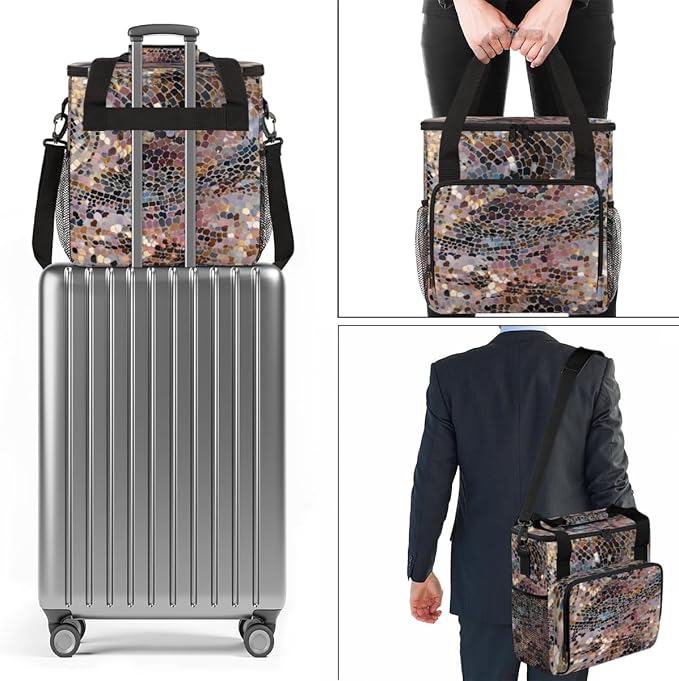 Botanic Pattern Coffee Maker Carrying Bag Portable Travel Storage Tote Bag Compatible with K-Mini or K-Mini Plus Single Serve Coffee Brewer Carrying Case with Multiple Pockets &amp Shoulder Strap