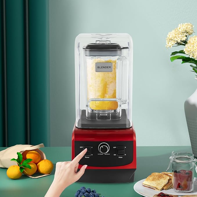 Smoothie Blender with Soundproof Cover - Personal Blender for Shakes Protein Drinks Frozen Fruit &amp Ice Crushing One-Touch Operation BPA-Free Tritan Cup Easy Clean Perfect for Breakfast &amp