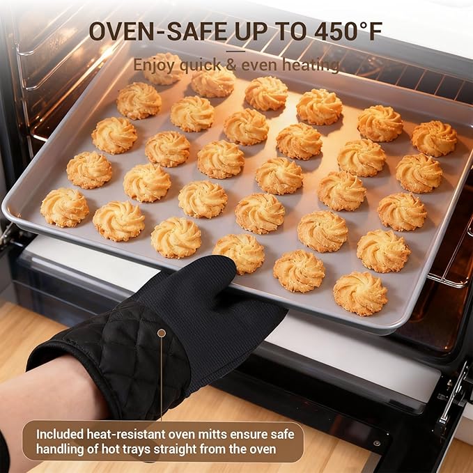 Ammeloo 21pcs Ceramic Pots and Pans Set Non Stick with Detachable Handles and Egg Frying Pan &amp 22pcs Baking Pans Set Stackable Bakeware