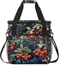 Christmas Holly Leaves Coffee Maker Carrying Bag Watercolor Holly Travel Storage Bag Compatible with K-Mini or K-Mini Plus Single Serve Coffee Brewer Carrying Case with Pockets &amp Shoulder Strap