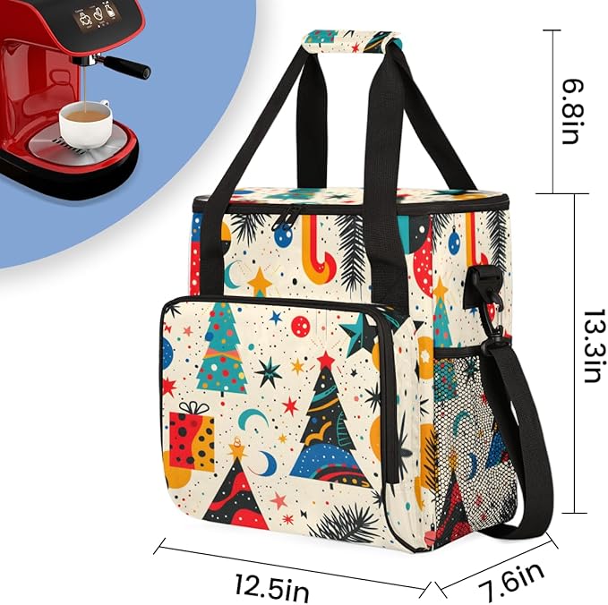 Abstract Tree Coffee Maker Carrying Bag Glitter Tree Travel Storage Bag Compatible with K-Mini or K-Mini Plus Single Serve Coffee Brewer Carrying Case with Multiple Pockets &amp Shoulder Strap