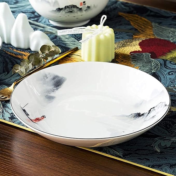 Dinnerware Sets for 4/6/12Black and White Plates Bowls SetChinese Dinner SetDish Set/tableware Ancient Ink Painting Design-for HomeKitchen Dinning35 Pieces