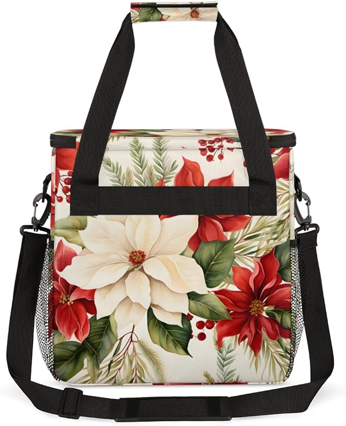 Colorful Flowers Coffee Maker Carrying Bag Holly Berry Flowers Travel Storage Bag Compatible with K-Mini or K-Mini Plus Single Serve Coffee Brewer Carrying Case with Pockets &amp Shoulder Strap