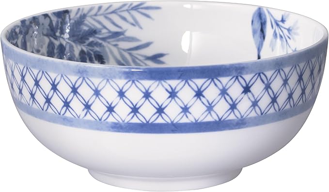 Mikasa Kiley Bone China Lightweight Chip Resistant 16 Piece Dinnerware Set Service for 4Blue and White