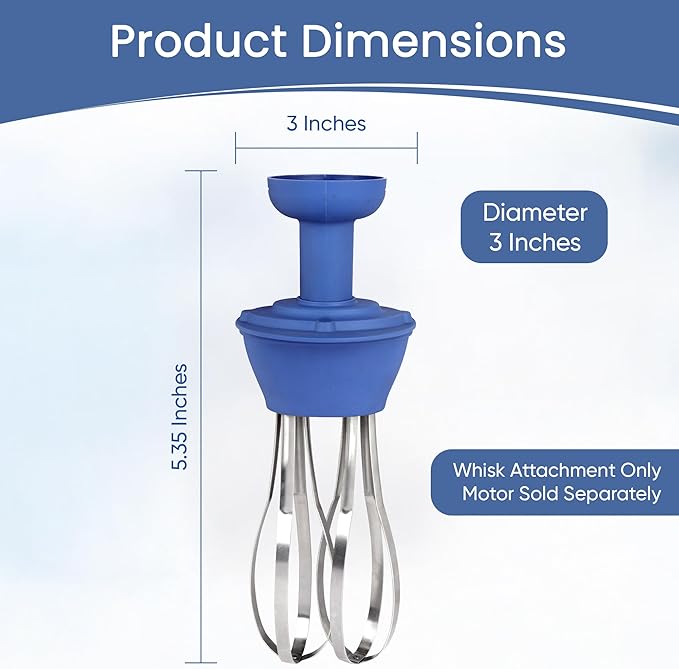 Commercial Electric Immersion Blender Hand held 6 Inch Removable Shaft 6-Gallon capacity with single high speed (Whisk Attachment Only) - 270W and 350W Compatible.