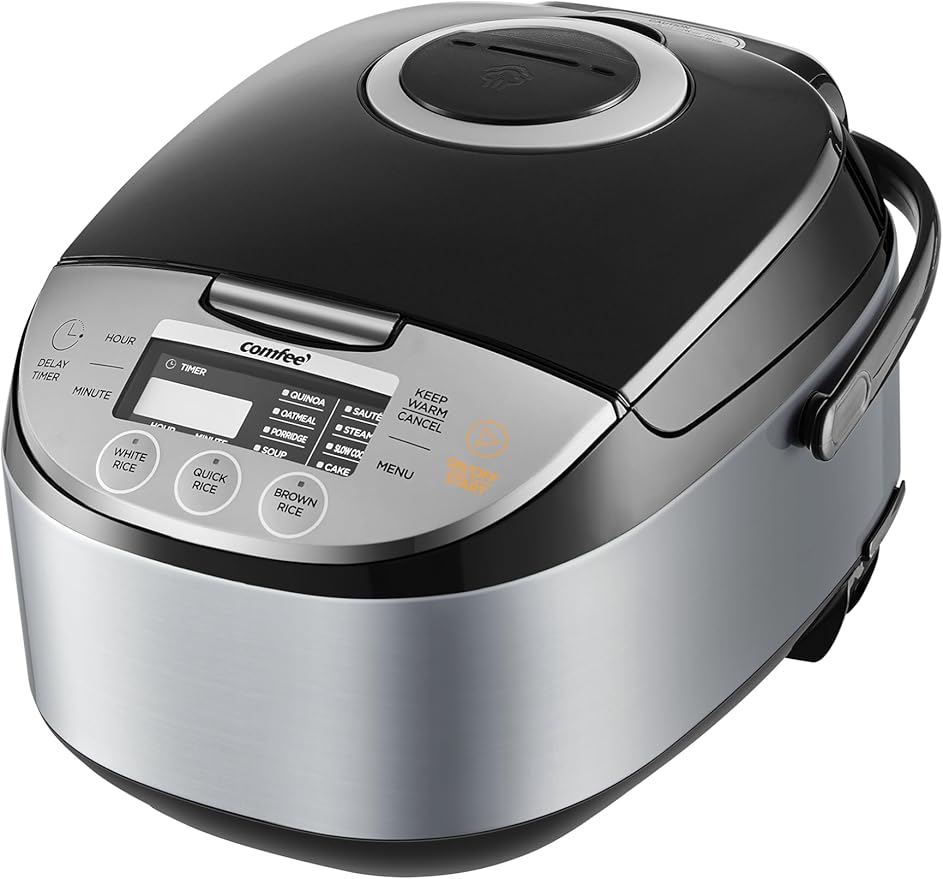COMFEE' Rice Cooker 12 Cups Cooked/6 Cups Uncooked Portable Non-Stick Rice Maker Japanese Rice Cooker with Fuzzy Logic Technology 24-Hour Timer Delay 11 Presets Steamer Fast Cooker Grain Cooker