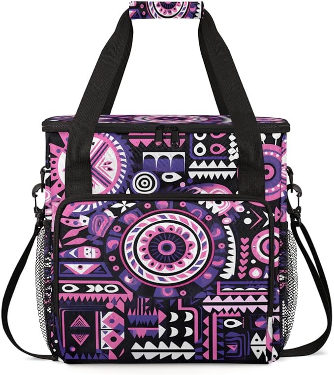 Geometry Aztec Coffee Maker Carrying Bag Ethnic Mandala Travel Storage Bag Compatible with K-Mini or K-Mini Plus Single Serve Coffee Brewer Carrying Case with Multiple Pockets &amp Shoulder Strap