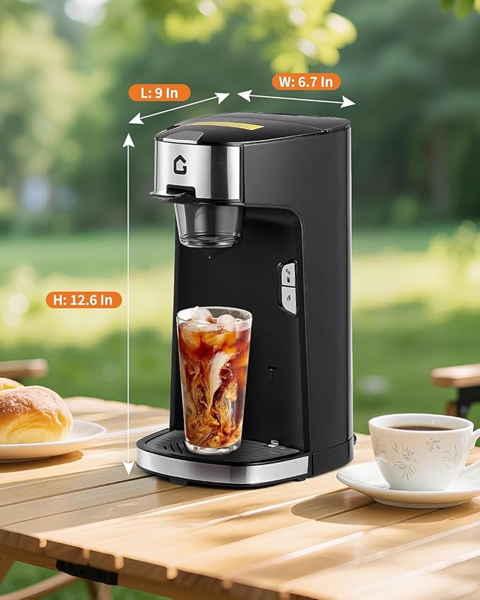 Single Serve Coffee Maker One-Button Fast Brew for Capsule Ground &amp Tea Pod Coffee Maker for Home Office RV Camping Auto Shut Off Adjustable Tray