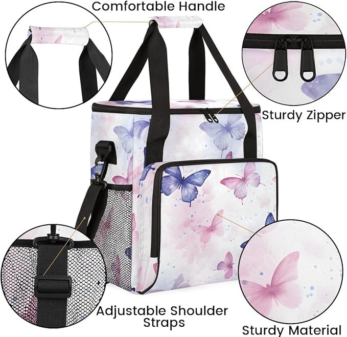 Abstract Butterfly Coffee Maker Carrying Bag Retro Butterfly Travel Storage Bag Compatible with K-Mini or K-Mini Plus Single Serve Coffee Brewer Carrying Case with Multiple Pockets &amp Shoulder St