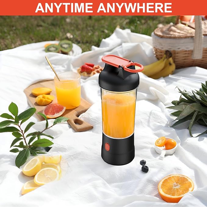 Portable Blender 25oz Personal Blender for Smoothies and Shakes with 6 Blades USB C Rechargeable Mini Personal Size BlendersFruit Juice Mixer for Home/Office/Travel/Gym (Black)