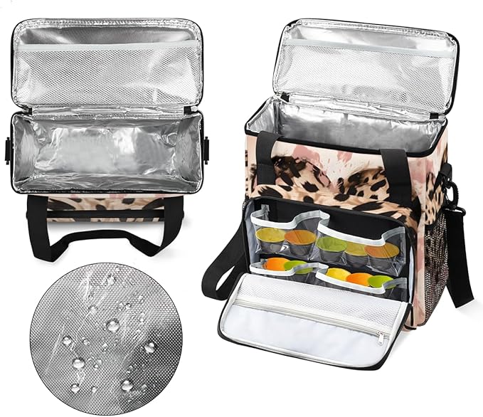 Leopard Heart Coffee Maker Carrying Bag Portable Travel Storage Tote Bag Compatible with K-Mini or K-Mini Plus Single Serve Coffee Brewer Carrying Case with Multiple Pockets &amp Shoulder Strap