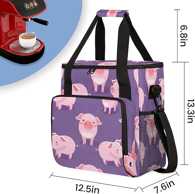 Pig Travel Coffee Maker Carrying Bag Large Organizer Storage Tote Bag Insulated Reusable Cooler Grocery Bags