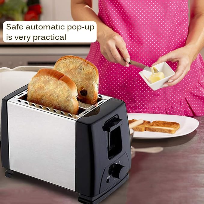 2 Slice Toaster Best Rated Prime Stainless Steel 1.5 inch Wide Slot Small Household Kitchen Toaster with Shade Selector and Pop Up Reheat Defrost Cancel Functions 6 Bread Shade Settings Removable Cr