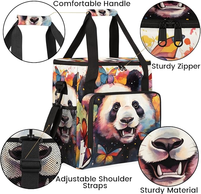 Panda Butterfly Coffee Maker Carrying Bag Portable Travel Storage Tote Bag Compatible with K-Mini or K-Mini Plus Single Serve Coffee Brewer Carrying Case with Multiple Pockets &amp Shoulder Strap