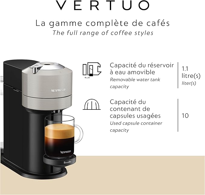 Nespresso Vertuo Next Coffee and Espresso Maker by Breville with Aeroccino Milk Frother