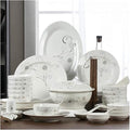 Dinnerware Set Dinner Party Tableware Service Set Ceramics Dinnerware Set with 46-Piece Bowl/Stockpot/Dish/Spoon|Bone China Dinner Sets Flower Pattern Porcelain Combination Set