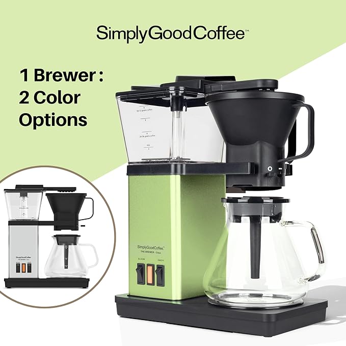 SimplyGoodCoffee Coffee Maker/Coffee Machine. 8 Cup Automatic Drip Pour Over Coffee Brewer With Vinyl Wrap Custom Kit. Easy To Use Gold Cup Standard. Avocado Green