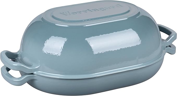 Enameled Cast Iron Sourdough Bread Oven Dutch Oven Loaf Cast Iron Bread Pan for Homemade Bread Baking Meatloaf Pan with Lid 7QT Sea Salt
