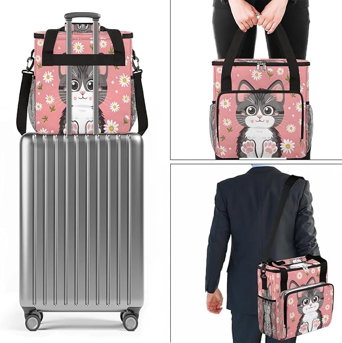 Cat and Daisy Coffee Maker Carrying Bag for Keurig K-Mini or K-Mini Plus Storage Portable Coffee Maker Travel Bag