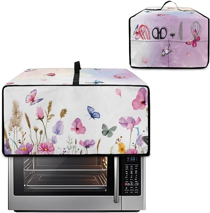 Doojoayie Toaster Cover 6 Slice Kitchen Appliance Covers 19.7x16x 10 Small Appliance Dust Protector with Top Handle Easy to StorangeButterfly Print