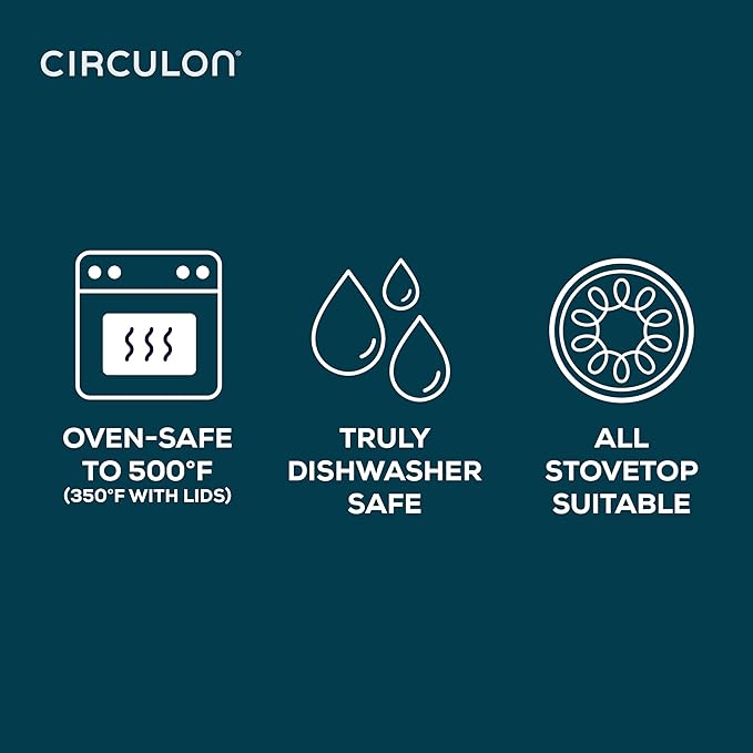 Circulon Halo with LaserDefense Ceramic Nonstick Pots and Pans with Lids Compatible with All Stovetops Made without PFAS Dishwasher and Oven Safe 11 Piece Cookware Set - Pearl White