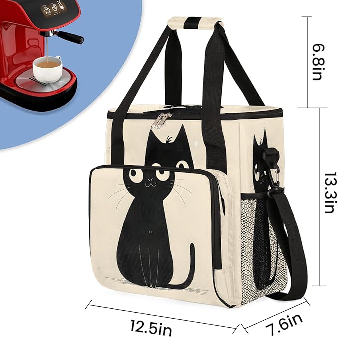 Black Cat Coffee Maker Travel Bag for K-Mini or K-Mini Plus Single Serve Coffee Brewer Portable Storage Tote Case for Tarvel