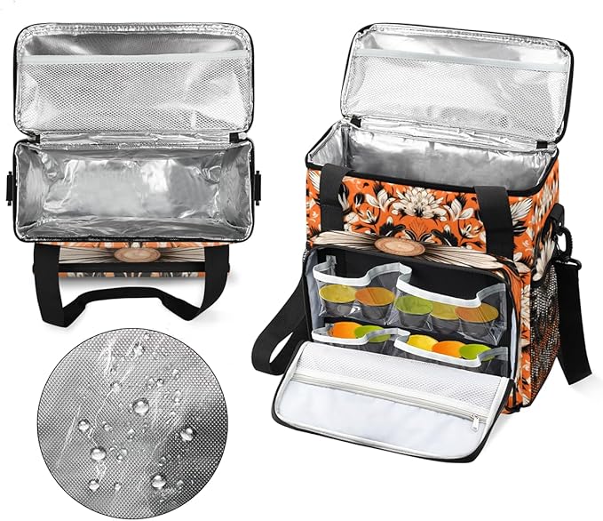 Orange Mandala Coffee Maker Carrying Bag Retro Mandala Travel Storage Bag Compatible with K-Mini or K-Mini Plus Single Serve Coffee Brewer Carrying Case with Multiple Pockets &amp Shoulder Strap