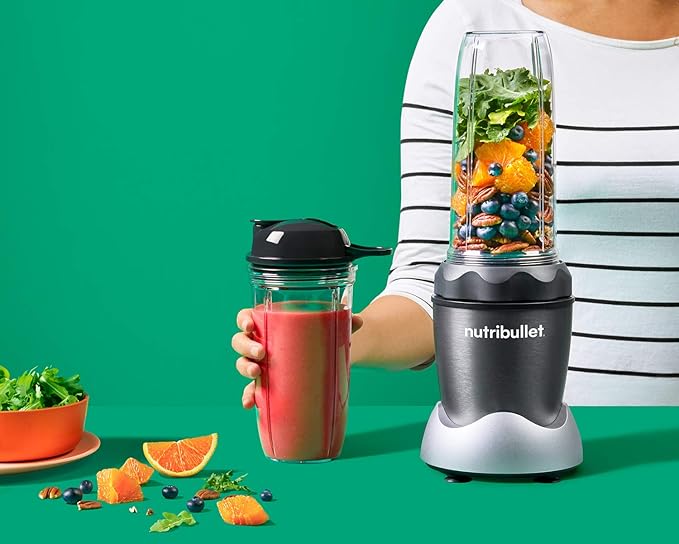 NutriBullet NB50100C Pro 1000 Single Serve Blender (1000W) 7-Piece Set Dark Gray/Light Gray Skirt