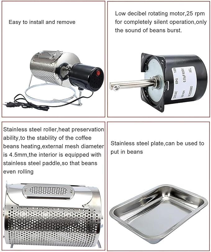 Electric Coffee Bean Roaster Machine250g Stainless Steel Roasting MachineHousehold Coffee Bean Roaster Roasting Machine for Coffee Lover