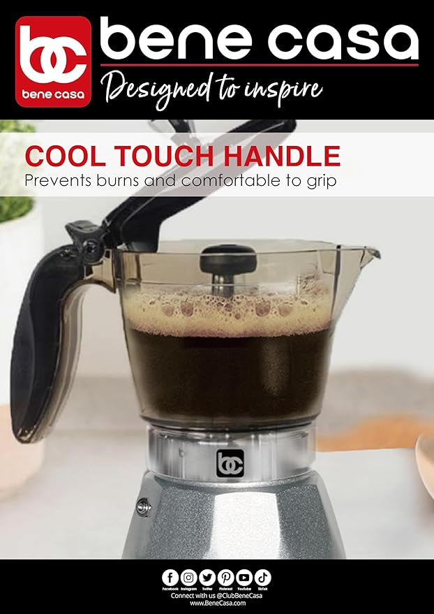 Bene Casa Silver Portable Electric Espresso Maker/Cafetera 1-3 Cups/Shots (1 SILVER)