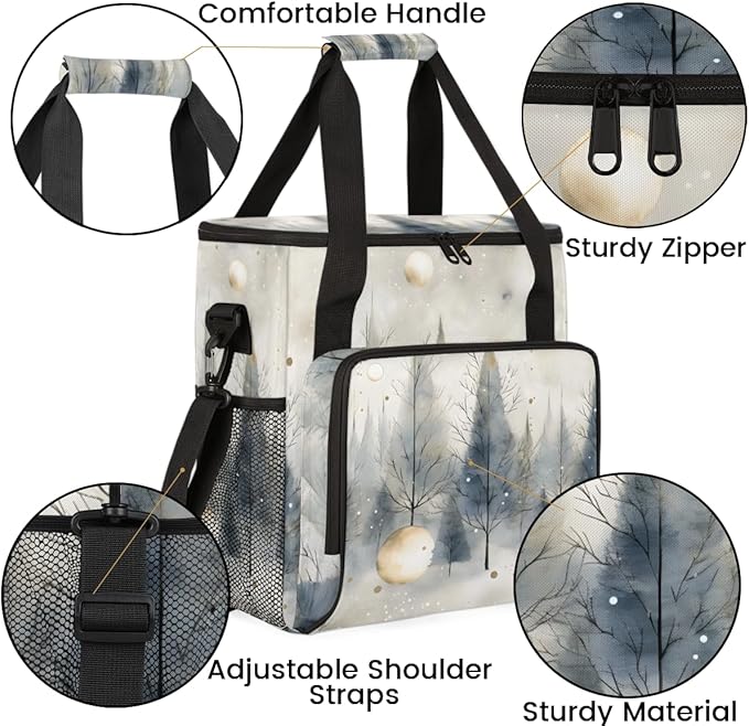 Xmas Tree Coffee Maker Carrying Bag Abstract Tree Travel Storage Bag Compatible with K-Mini or K-Mini Plus Single Serve Coffee Brewer Carrying Case with Multiple Pockets &amp Shoulder Strap