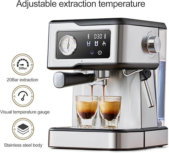 Professional Coffee Machine Multifunctional Machine with Milk Foam Steam Wand Small Stainless Steel Coffee Machine Regular Home Coffee Machine Semi-Automatic Espresso Machine