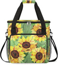 Sunflower Oil Painting Coffee Maker Carring Bag Travel Carrying Storage Tote Bag Compatible Portable Single Serve Coffee Brewer Case with Pockets for K-cup Pods