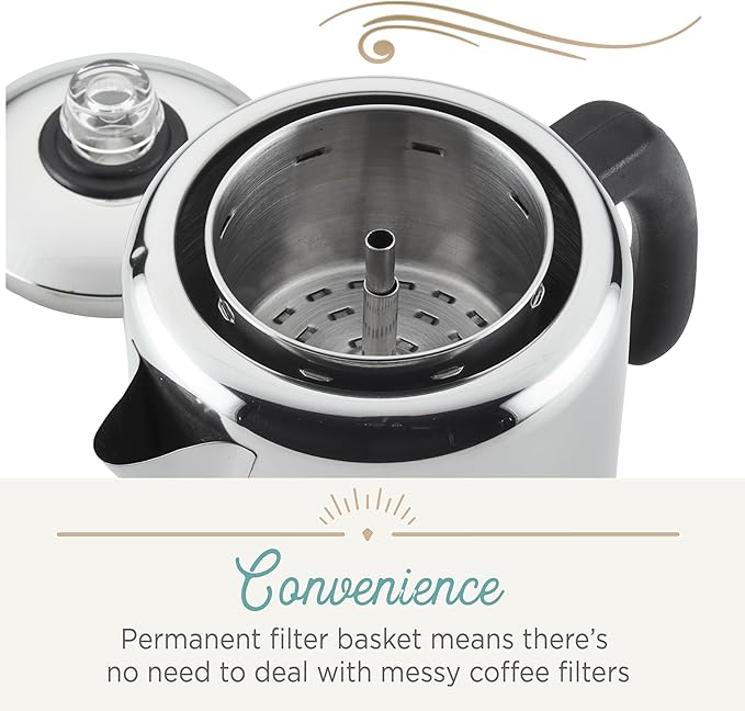 Farberware Classic Yosemite Stainless Steel Stovetop Coffee Percolator - 8 Cup Silver