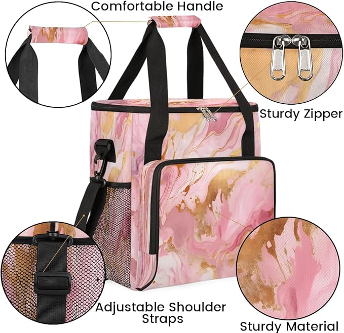 Gold Pink Marble Coffee Maker Carrying Bag for Keurig K-Mini or K-Mini Plus Storage Portable Coffee Maker Travel Bag
