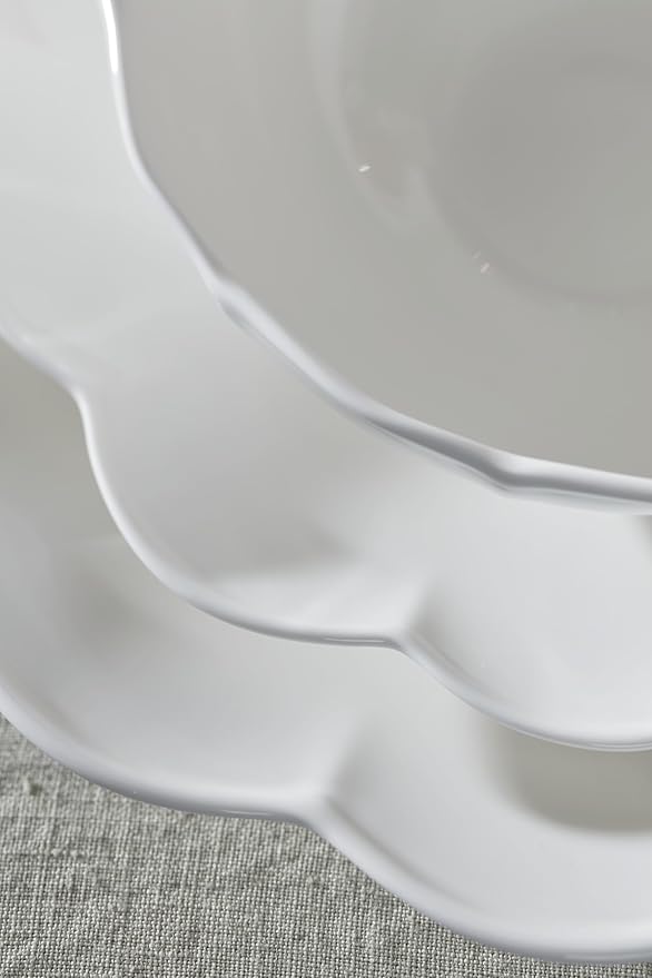 Lenox Dinnerware Set Studio 1414 Scallop 12-Piece Set Service For 4 Bone China Material Dishwasher &amp Microwave Safe Home And Kitchen Kitchen And Dining Plates And Bowls Sets (White 12 Piec