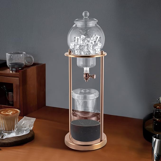 LOYALHEARTDY Ice Cold Brew Dipper Coffee Maker 600 ml Luxury Iced Coffee Maker Smooth Drip Coffee Maker with Adjustable Rate Dipper Cold Brew Coffee Machine Ice Drip Coffee Maker for Coffee&ampTeaG