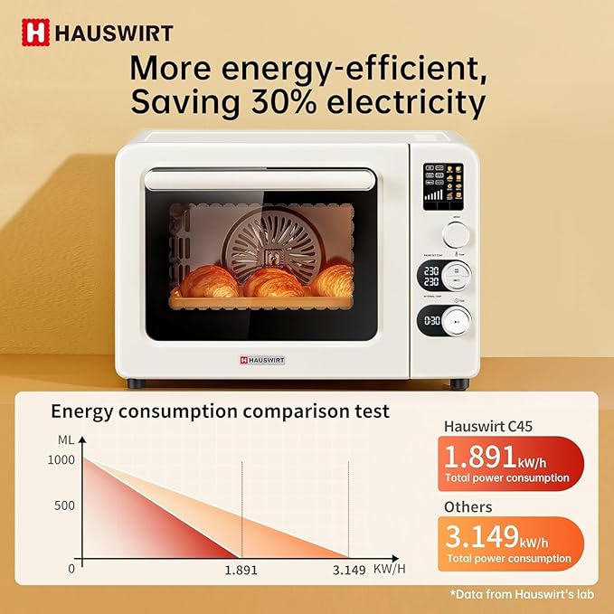 Hauswirt Air Fryer Toaster Oven 42 Qt Extra Large Countertop Convection Oven Dual NTC Precise Control for Even Browning Split Screen Color Display with 8 Presets &amp Smart Timer
