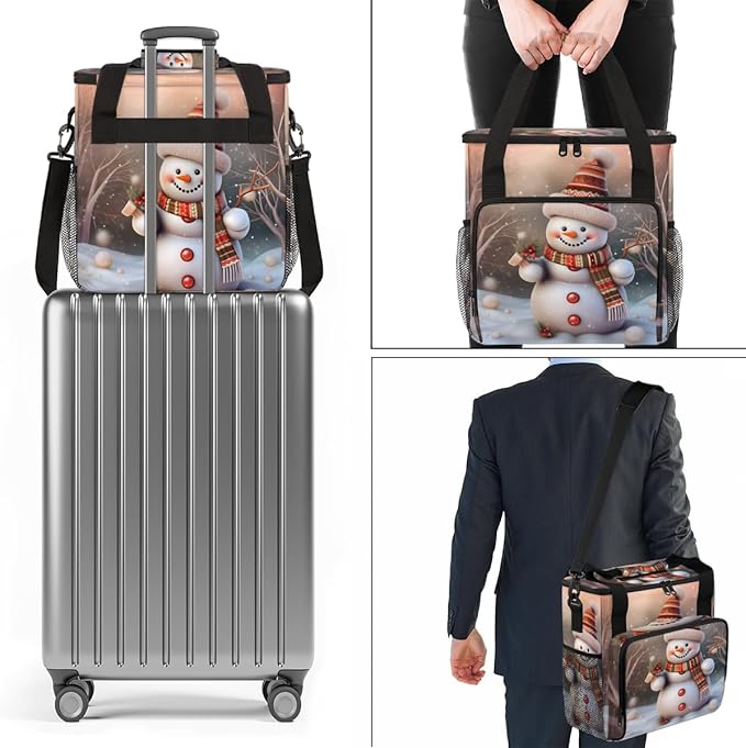 Christmas Snowman Coffee Maker Carrying Bag Fantastic Snowman Travel Storage Bag Compatible with K-Mini or K-Mini Plus Single Serve Coffee Brewer Carrying Case with Multiple Pockets &amp Shoulder S
